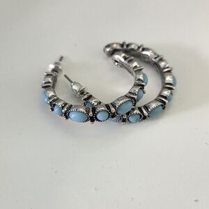 2 For $10 Western Silver and Blue Costume Hoop Earrings